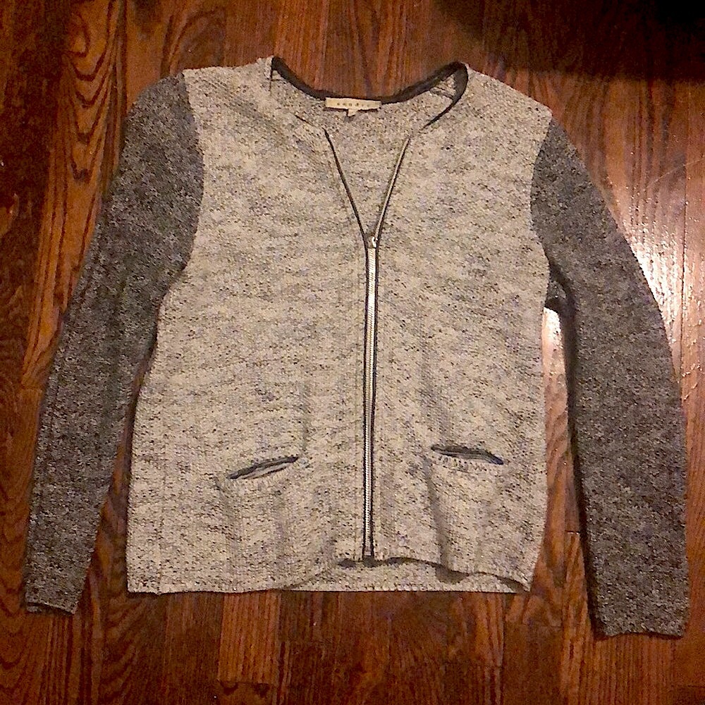 Sandro grey tweed-style zip up